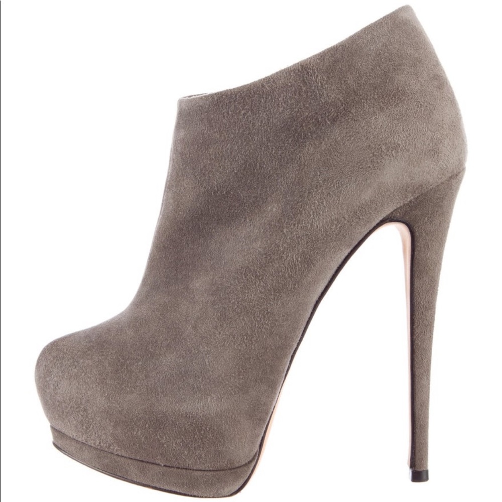 Giuseppe Zanotti Grey Suede Platform Booties Heels